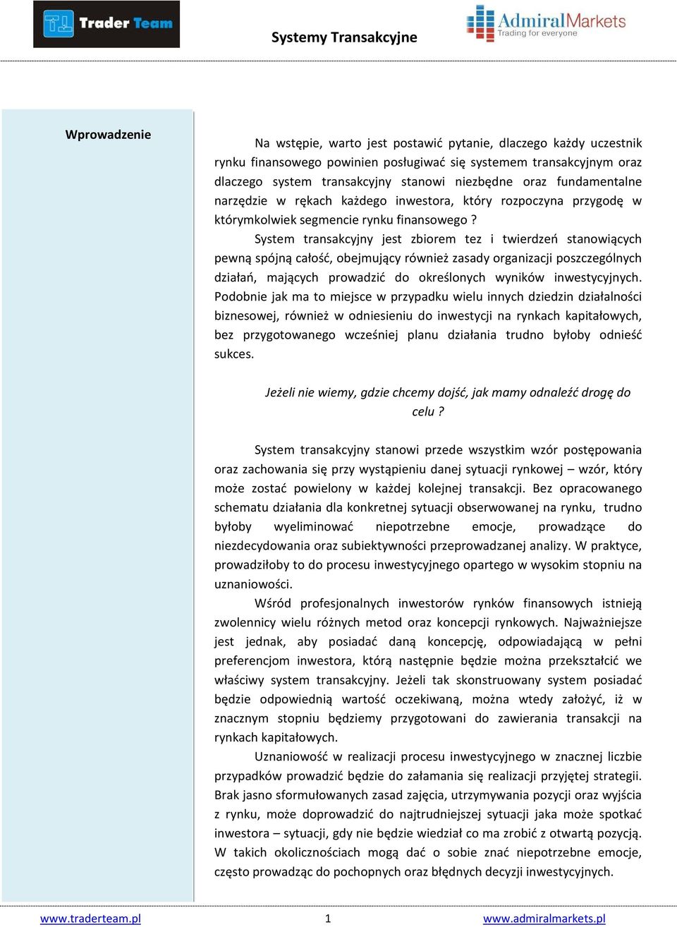 System transakcyjny jest zbiorem tez i twierdzeń stanowiących pewną spójną całość, obejmujący również zasady organizacji poszczególnych działań, mających prowadzić do określonych wyników