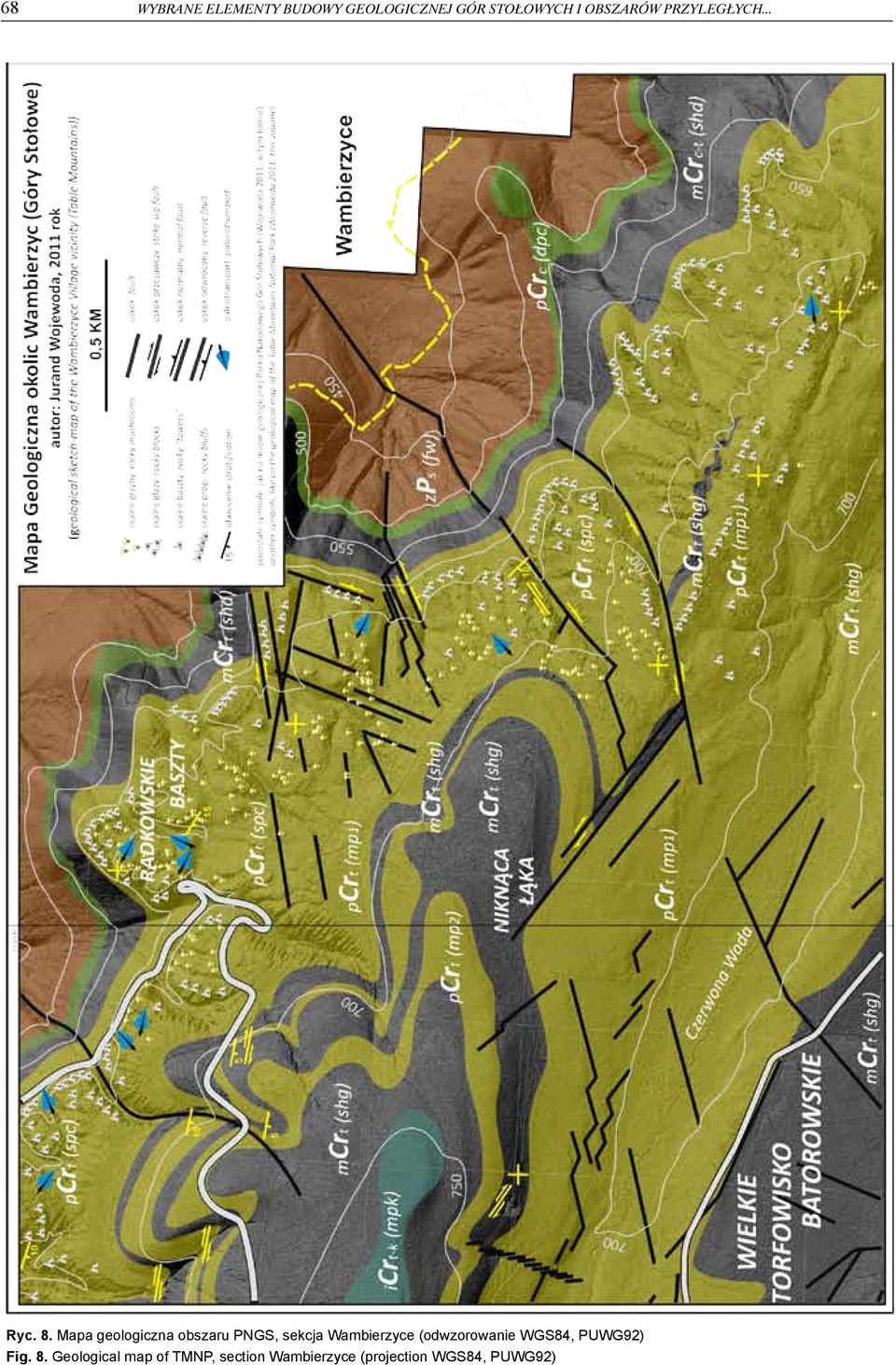 Mapa geologiczna obszaru PNGS, sekcja Wambierzyce