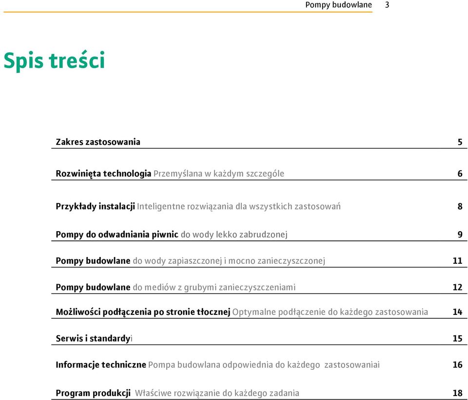 Pompy budowlane do mediów z grubymi zanieczyszczeniami 12 Możliwości podłączenia po stronie tłocznej Optymalne podłączenie do każdego zastosowania 14