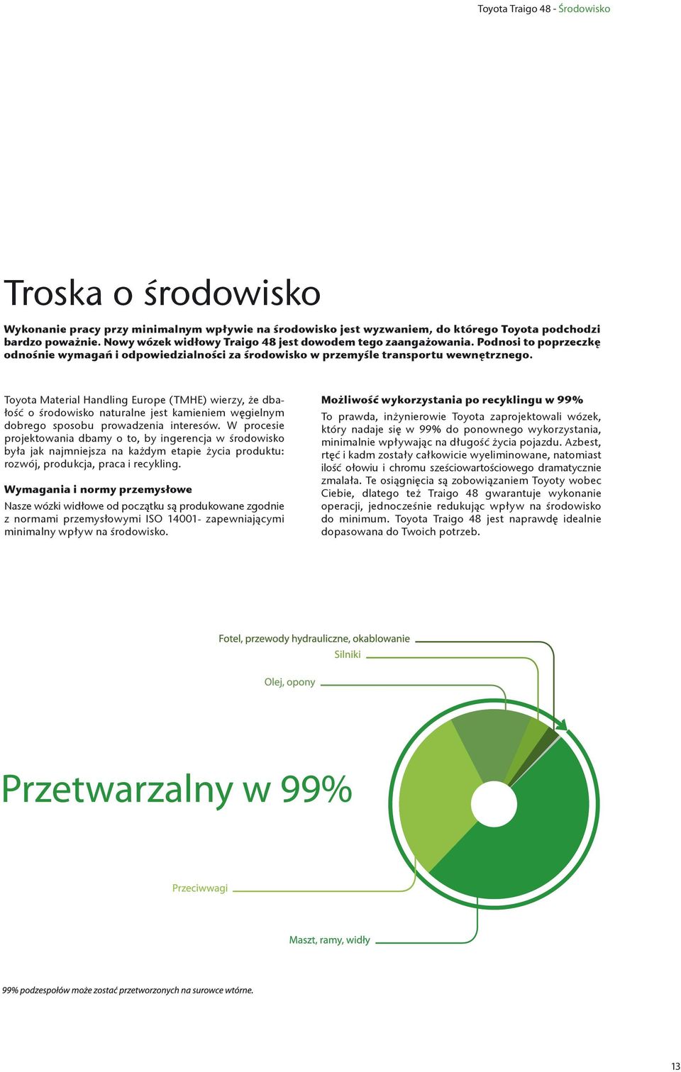 Toyota Material Handling Europe (TMHE) wierzy, że dbałość o środowisko naturalne jest kamieniem węgielnym dobrego sposobu prowadzenia interesów.