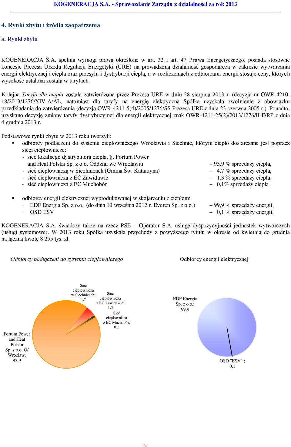 dystrybucji ciepła, a w rozliczeniach z odbiorcami energii stosuje ceny, których wysokość ustalona została w taryfach.