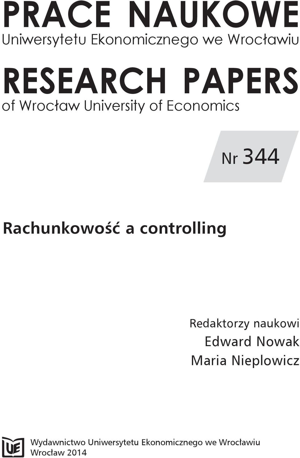 a controlling Redaktorzy naukowi Edward Nowak Maria Nieplowicz