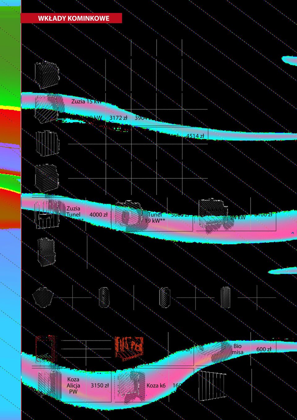 Mila 24 kw 6100 zł NP 24 kw** 4501,80 zł Nasady kominkowe WCW z rurkami 1342 zł WCW bez 1073,60 zł rurek Turbodym powietrzny 488 zł Turbodym wodny Turbodym wodny z wężownicą 793 zł 915 zł Turbodym NP