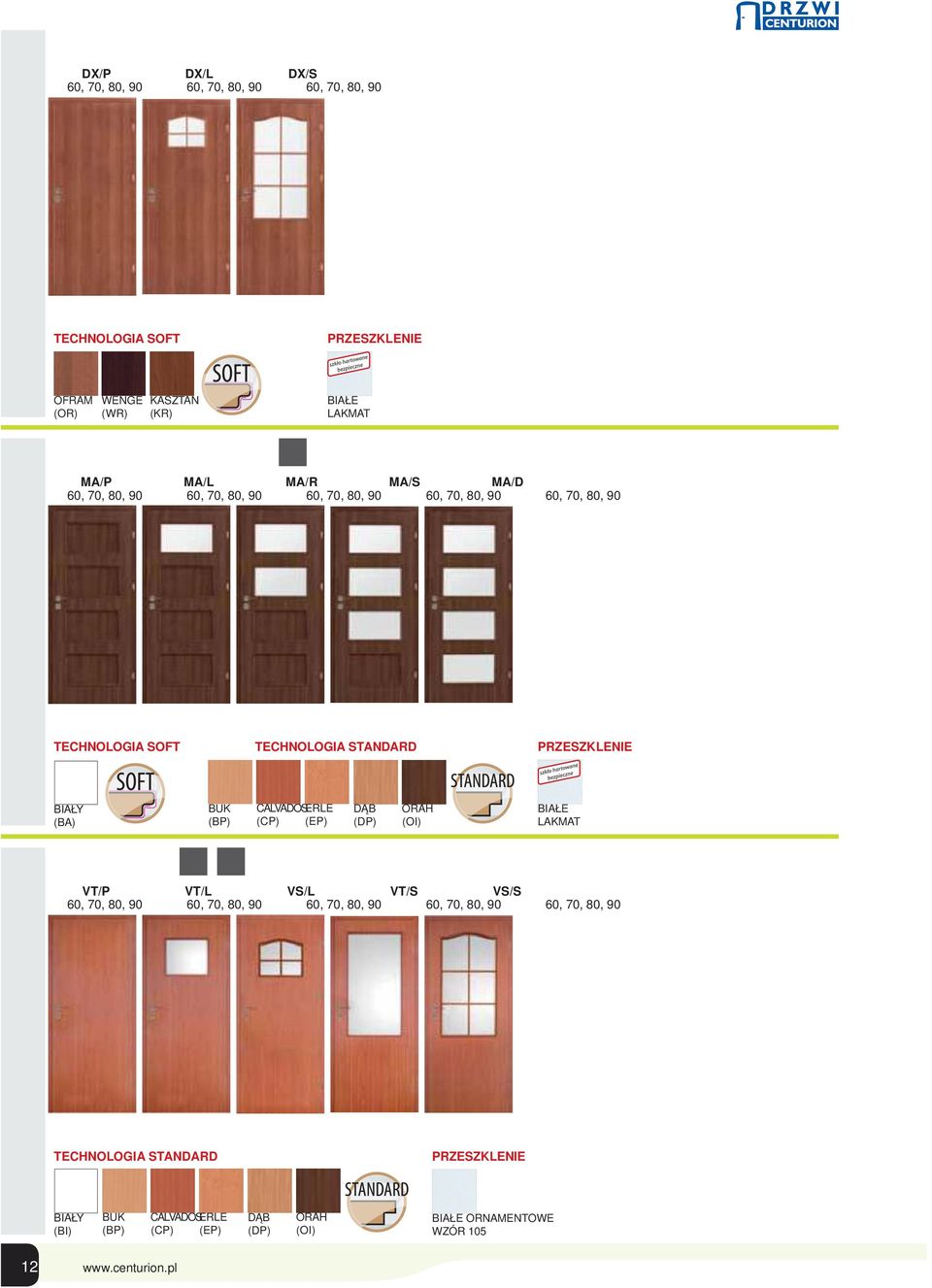 (BA) BUK (BP) CALVADOS ERLE (CP) (EP) DĄB (DP) ORAH (OI) VT/P VT/L VS/L VT/S VS/S 60, 70, 80, 90 60, 70, 80, 90 60, 70,