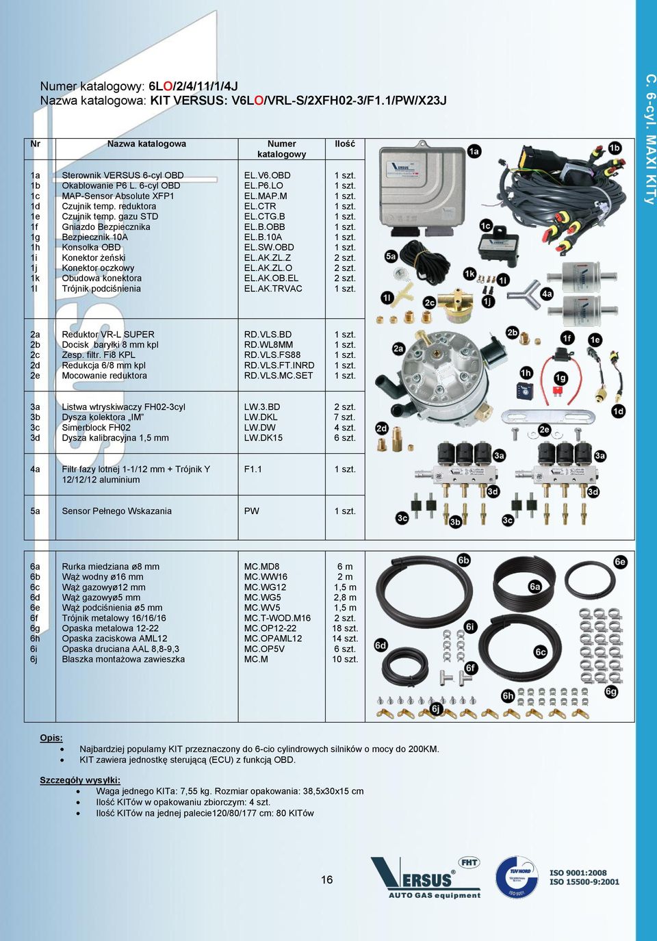 SET Listwa wtryskiwaczy FH02-yl Dysza kalibracyjna m LW.3.BD 7 szt. 4a Filtr fazy lotnej 1-1/12 mm + Trójnik Y 12/12/12 aluminium F1.