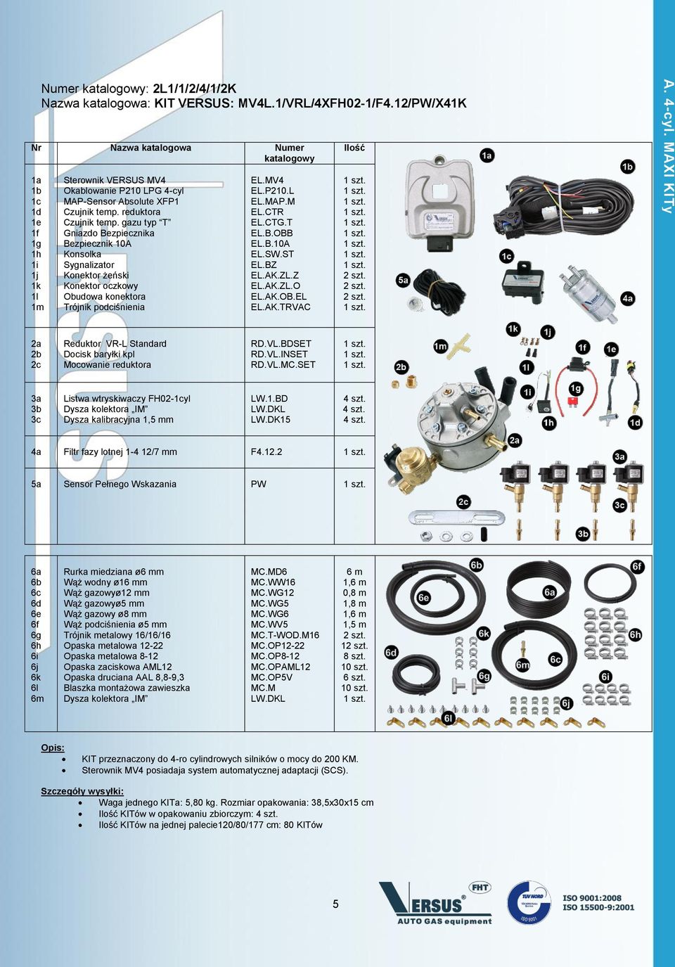 SET Listwa wtryskiwaczy FH02-yl Dysza kalibracyjna m LW.1.BD 4a Filtr fazy lotnej 1-4 12/7 mm F4.12.2 5a Sensor Pełnego Wskazania PW 6k 6l 6m Rurka miedziana øm Wąż gazowy ø8 mm Opaska metalowa 8-12 D6 MC.