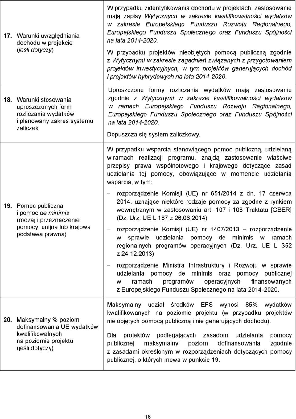 kwalifikowalności wydatków w zakresie Europejskiego Funduszu Rozwoju Regionalnego, Europejskiego Funduszu Społecznego oraz Funduszu Spójności na lata 2014-2020.