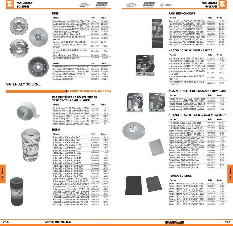 a 00158957 46,50 Tarcza diamentowa do szlifowania 2SEGM 00137535 180,00 Tarcza 4x4 EXPLORER 230x22,23 00222870 229,00 Tarcza 42-115x0,8x22,23 stal/inox INDUST 00144580 6,75 Tarcza 42-125x0,8x22,23