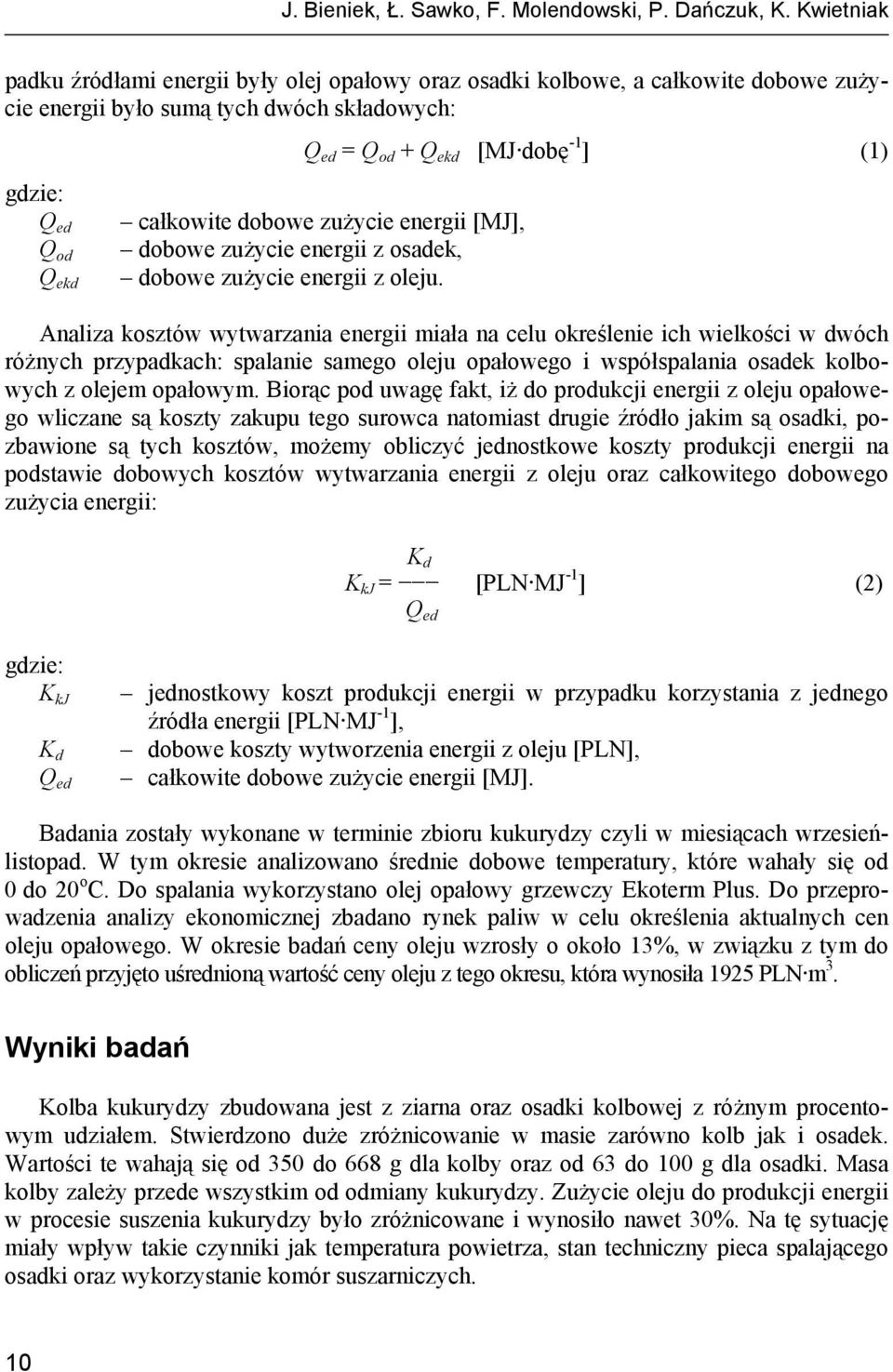 dobowe zużycie energii [MJ], Q od dobowe zużycie energii z osadek, dobowe zużycie energii z oleju.