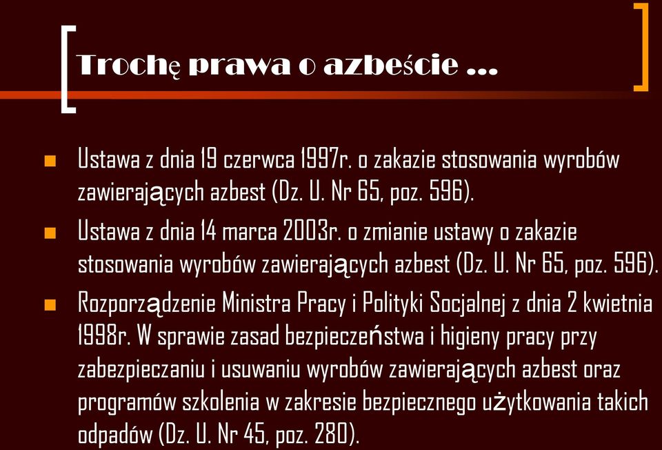 Rozporządzenie Ministra Pracy i Polityki Socjalnej z dnia 2 kwietnia 1998r.