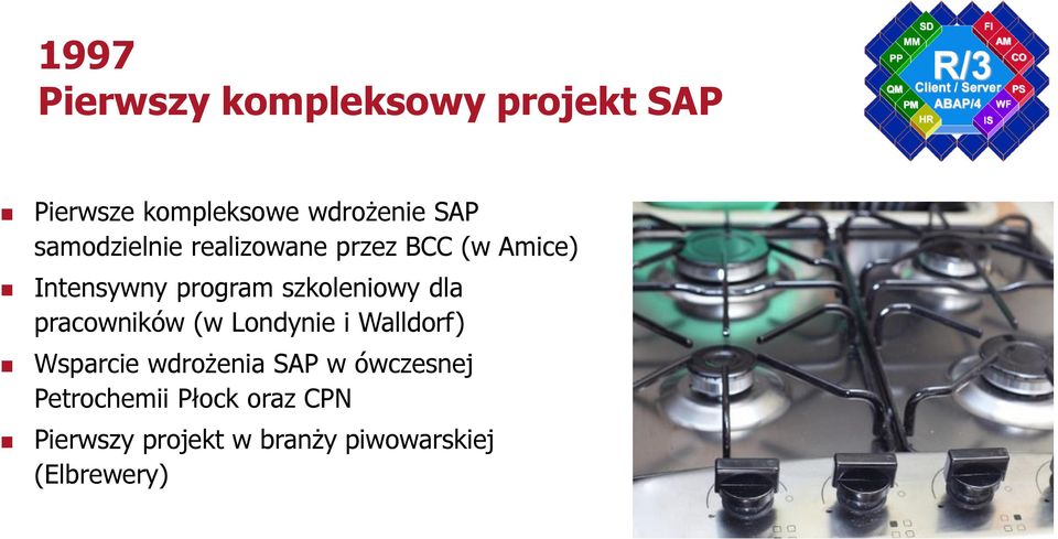 pracowników (w Londynie i Walldorf) Wsparcie wdrożenia SAP w ówczesnej