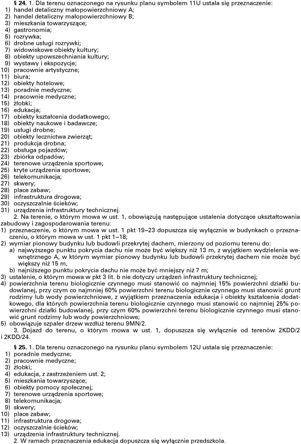 gastronomia; 5) rozrywka; 6) drobne usługi rozrywki; 7) widowiskowe obiekty kultury; 8) obiekty upowszechniania kultury; 9) wystawy i ekspozycje; 10) pracownie artystyczne; 11) biura; 12) obiekty