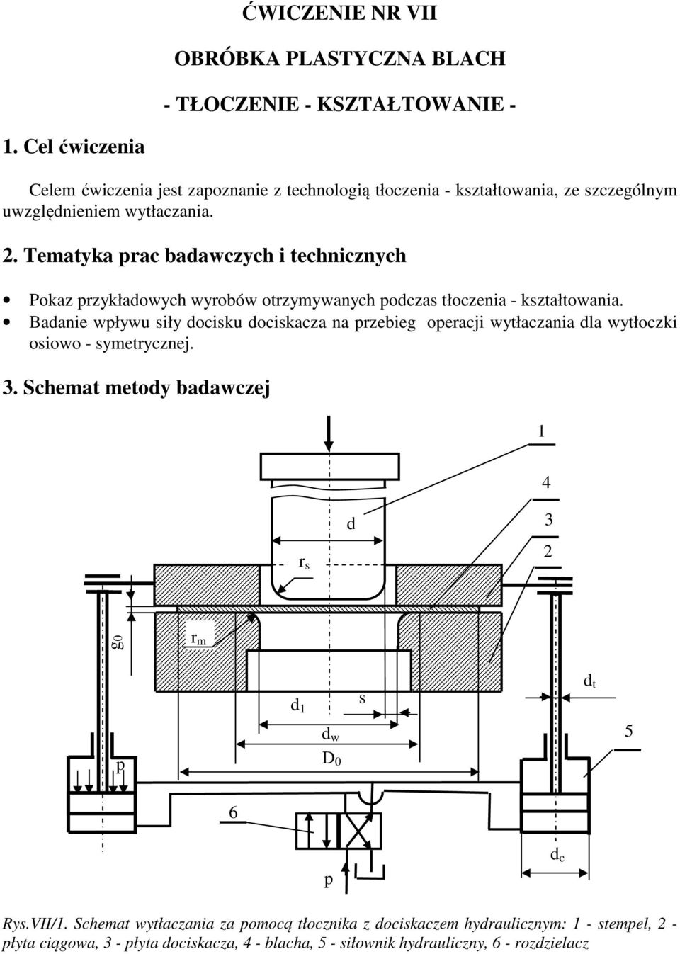 . Teatyka prac baawczych i techiczych Pokaz przykłaowych wyrobów otrzyywaych poczas tłoczeia - kształtowaia.