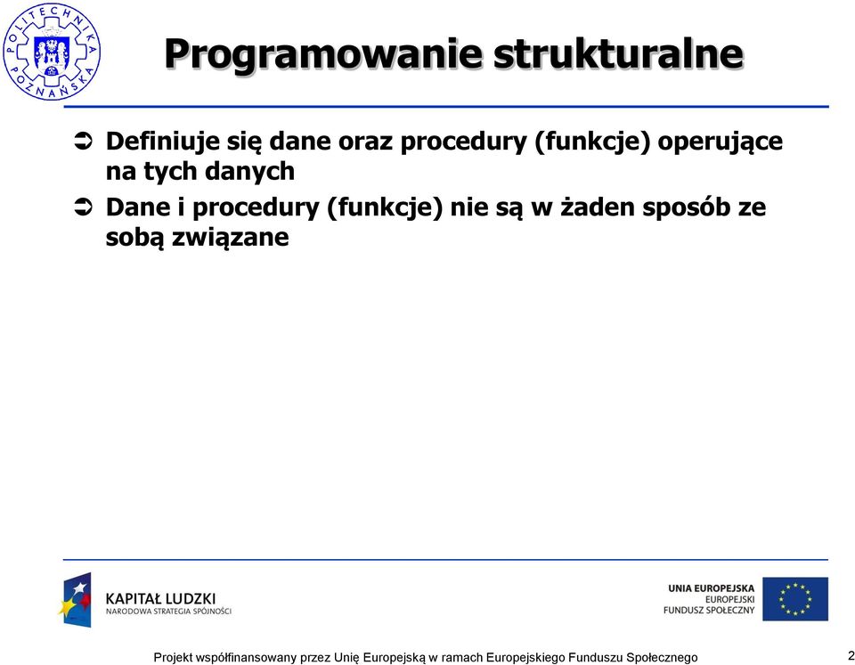 na tych danych Dane i procedury