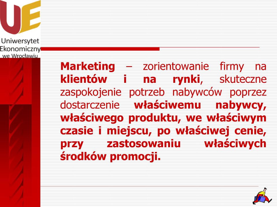 nabywcy, właściwego produktu, we właściwym czasie i miejscu, po