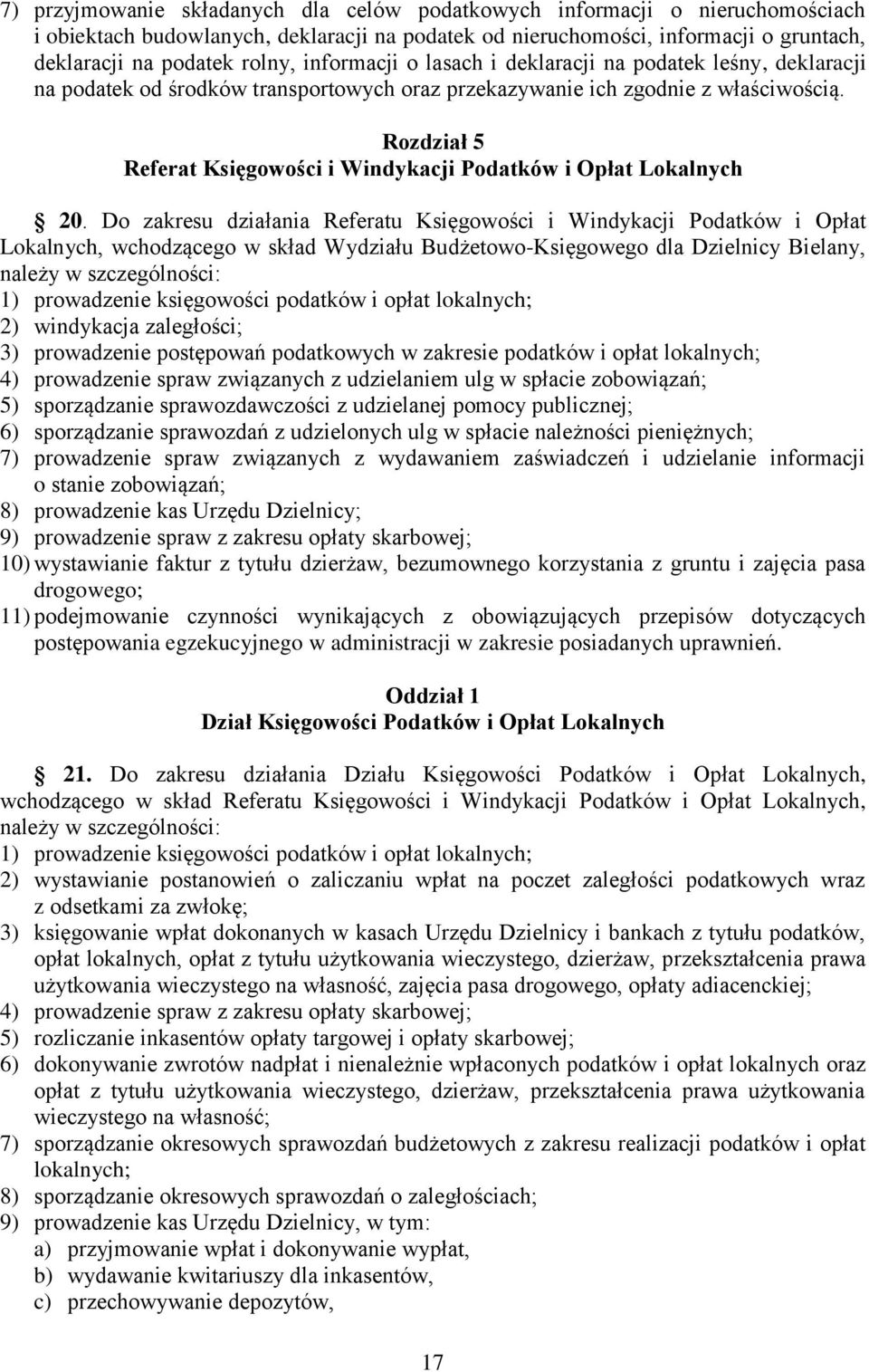 Rozdział 5 Referat Księgowości i Windykacji Podatków i Opłat Lokalnych 20.