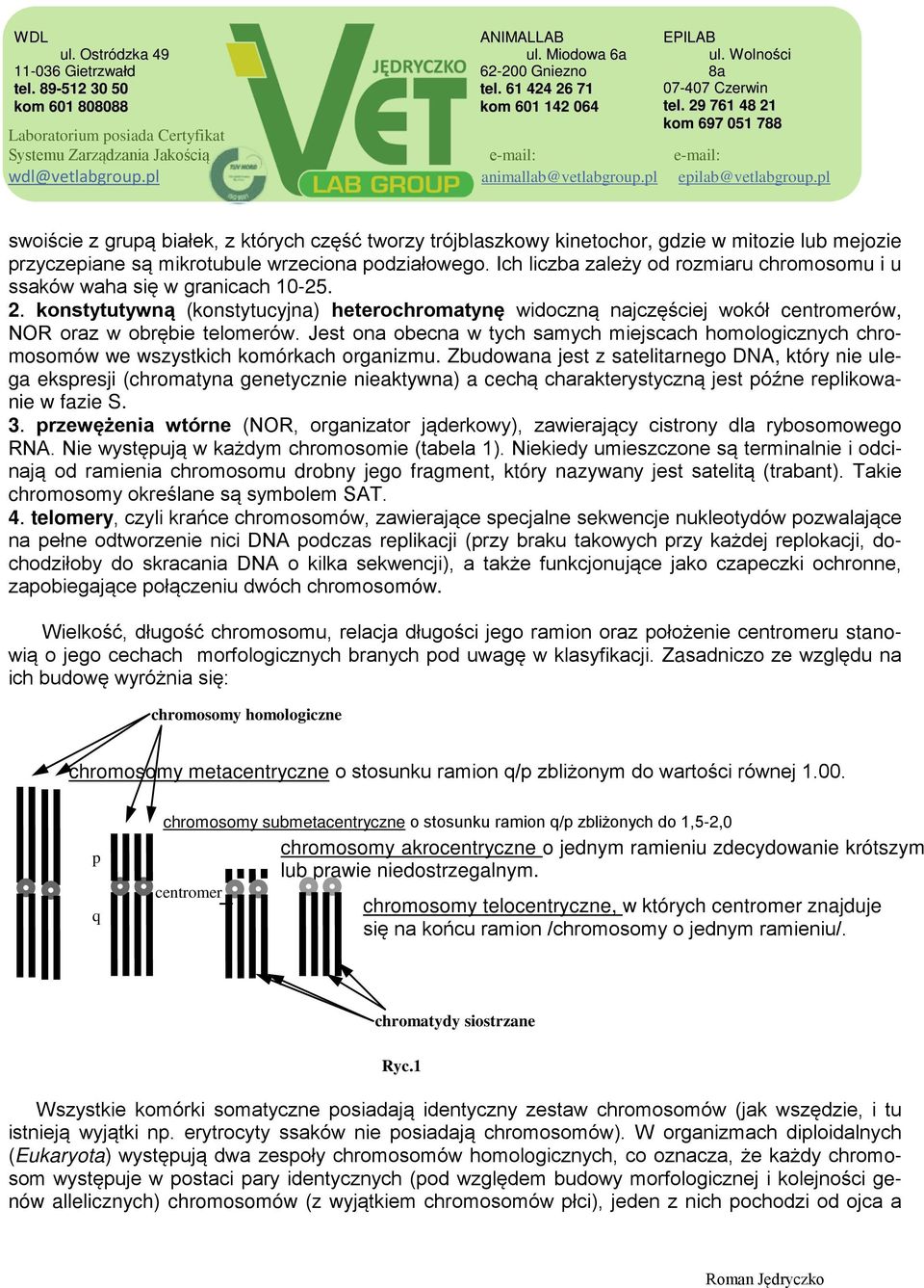 Jest ona obecna w tych samych miejscach homologicznych chromosomów we wszystkich komórkach organizmu.