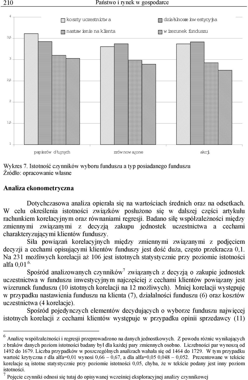 W celu określenia istotności związków posłużono się w dalszej części artykułu rachunkiem korelacyjnym oraz równaniami regresji.