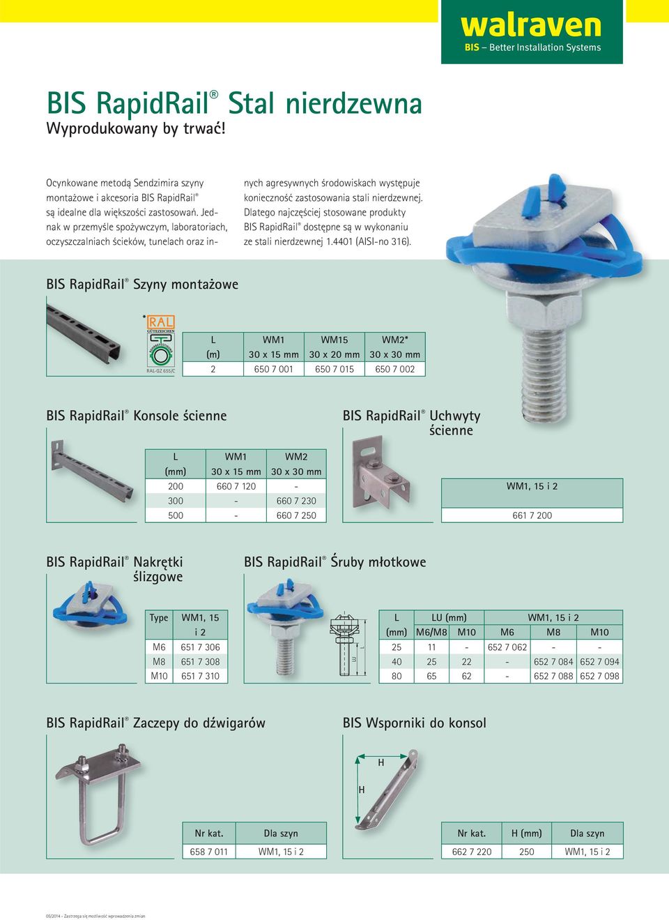 Dlatego najczęściej stosowane produkty BIS RapidRail dostępne są w wykonaniu ze stali nierdzewnej 1.4401 (AISI-no 316).