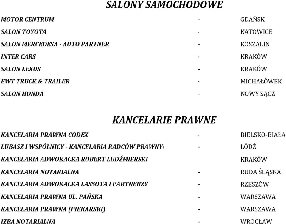 WSPÓLNICY - KANCELARIA RADCÓW PRAWNYCH - ŁÓDŹ KANCELARIA ADWOKACKA ROBERT LUDŹMIERSKI - KRAKÓW KANCELARIA NOTARIALNA - RUDA ŚLĄSKA