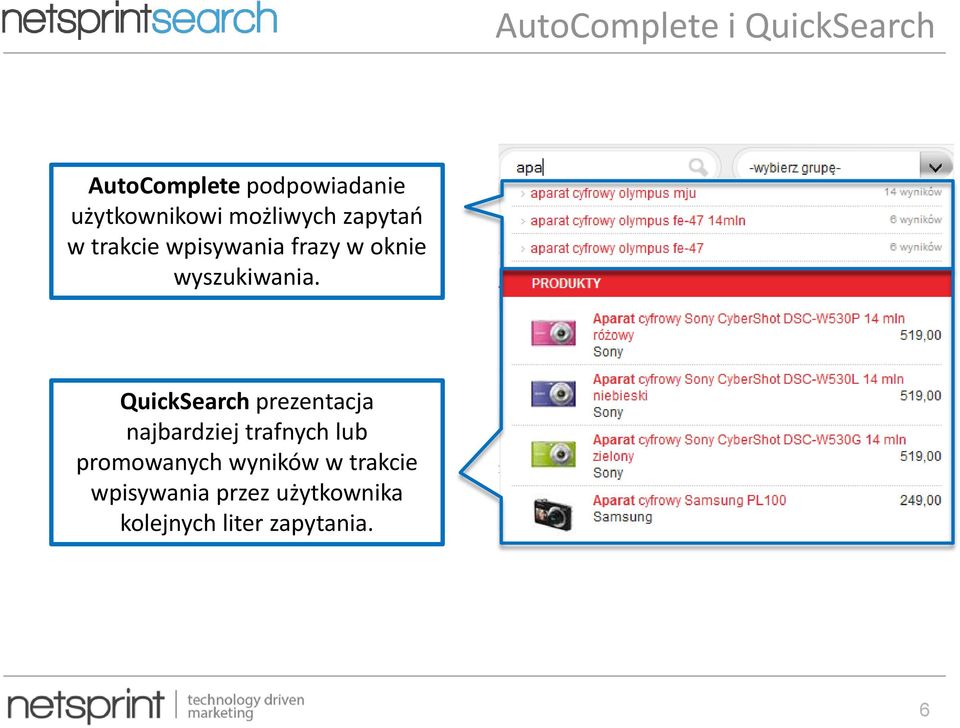 QuickSearch prezentacja najbardziej trafnych lub promowanych wyników w