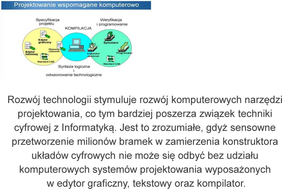 Jest to zrozumiałe, gdyż sensowne przetworzenie milionów bramek w zamierzenia konstruktora