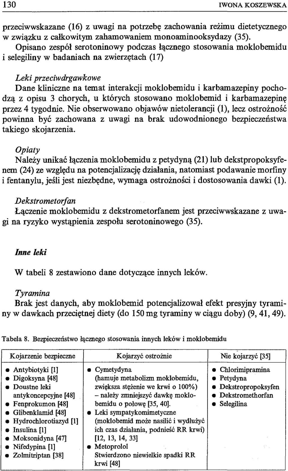 pochodzą z opisu 3 chorych, u których stosowano moklobemid i karbamazepinę przez 4 tygodnie.