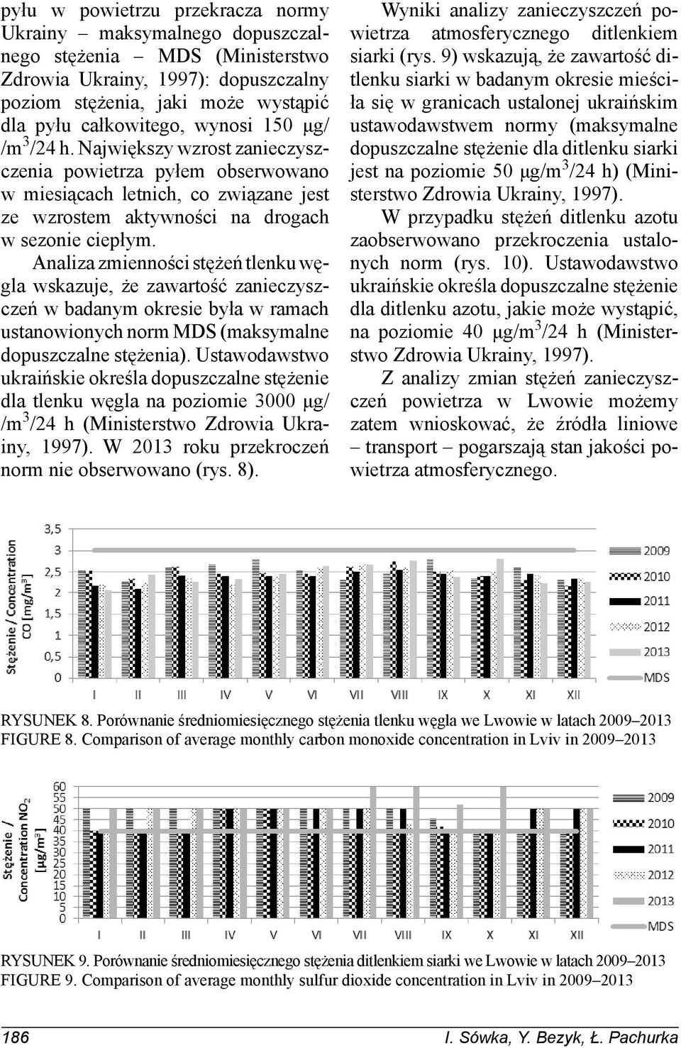 Analiza zmienności stężeń tlenku węgla wskazuje, że zawartość zanieczyszczeń w badanym okresie była w ramach ustanowionych norm MDS (maksymalne dopuszczalne stężenia).