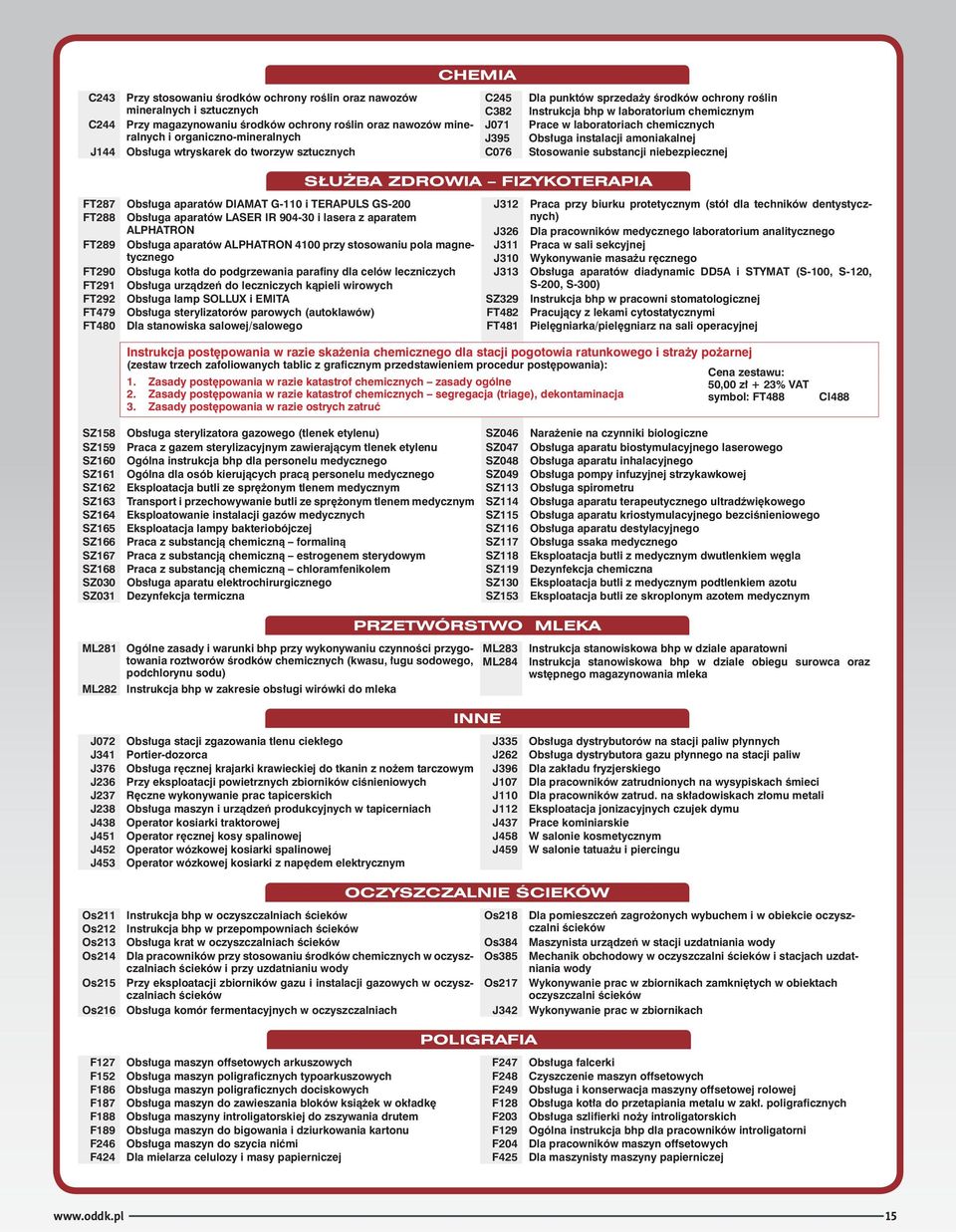 sztucznych C076 Stosowanie substancji niebezpiecznej SŁUŻBA ZDROWIA FIZYKOTERAPIA FT287 Obsługa aparatów DIAMAT G-110 i TERAPULS GS-200 J312 Praca przy biurku protetycznym (stół dla techników