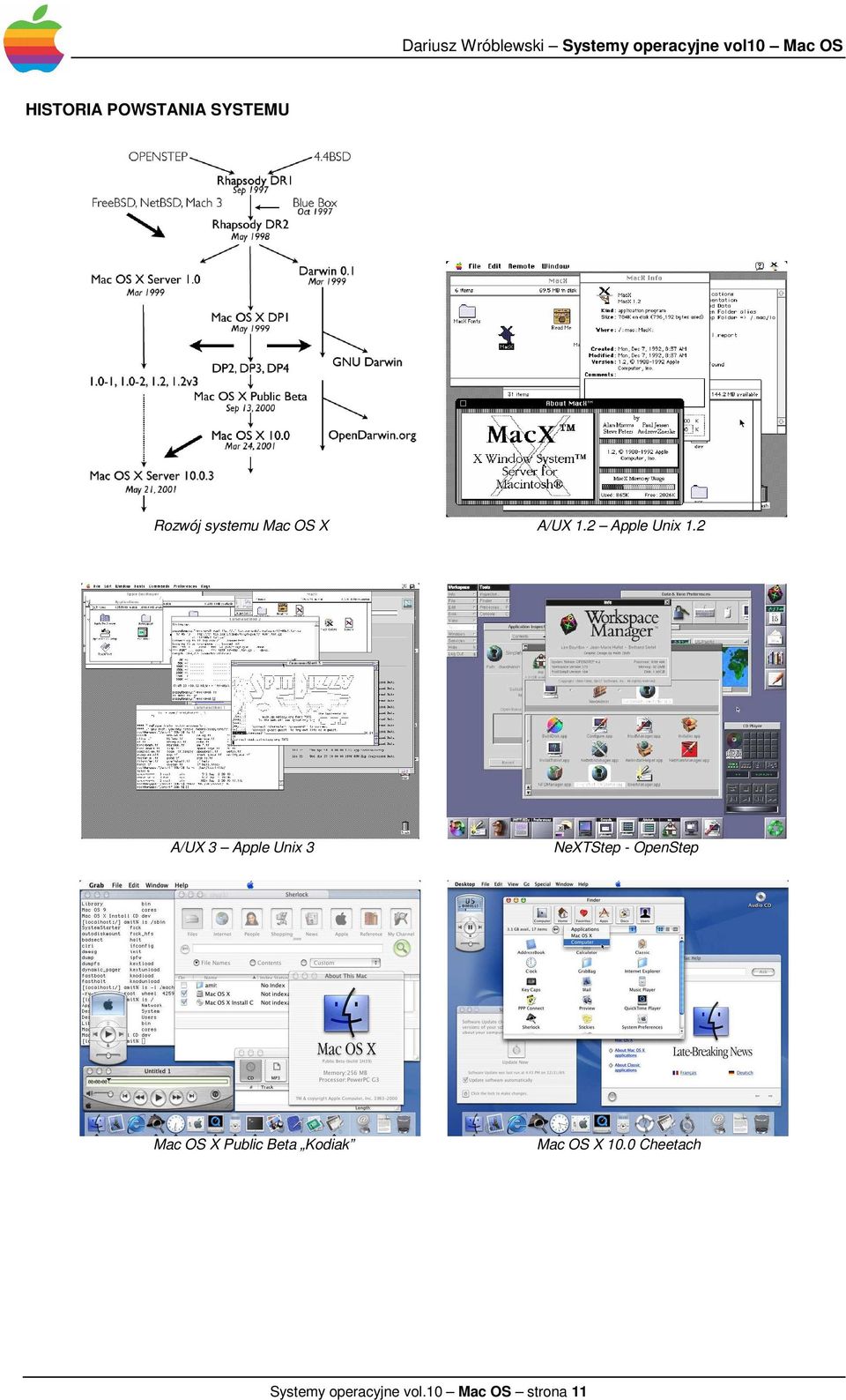 2 A/UX 3 Apple Unix 3 NeXTStep - OpenStep Mac OS X