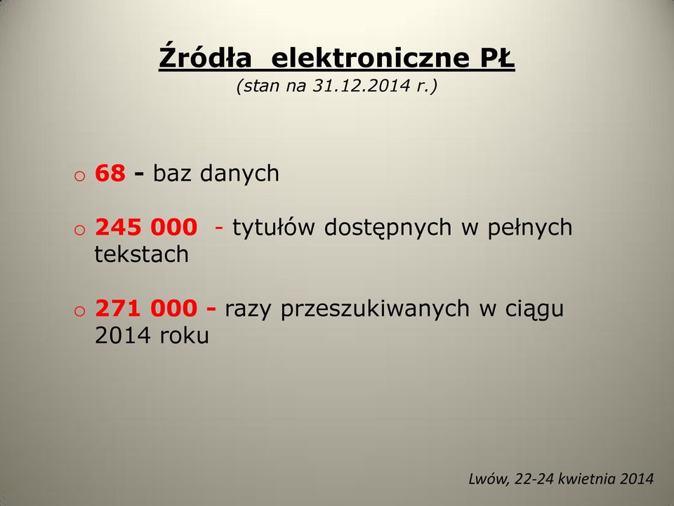 ) o 68 - baz danych o 245 000 - tytułów