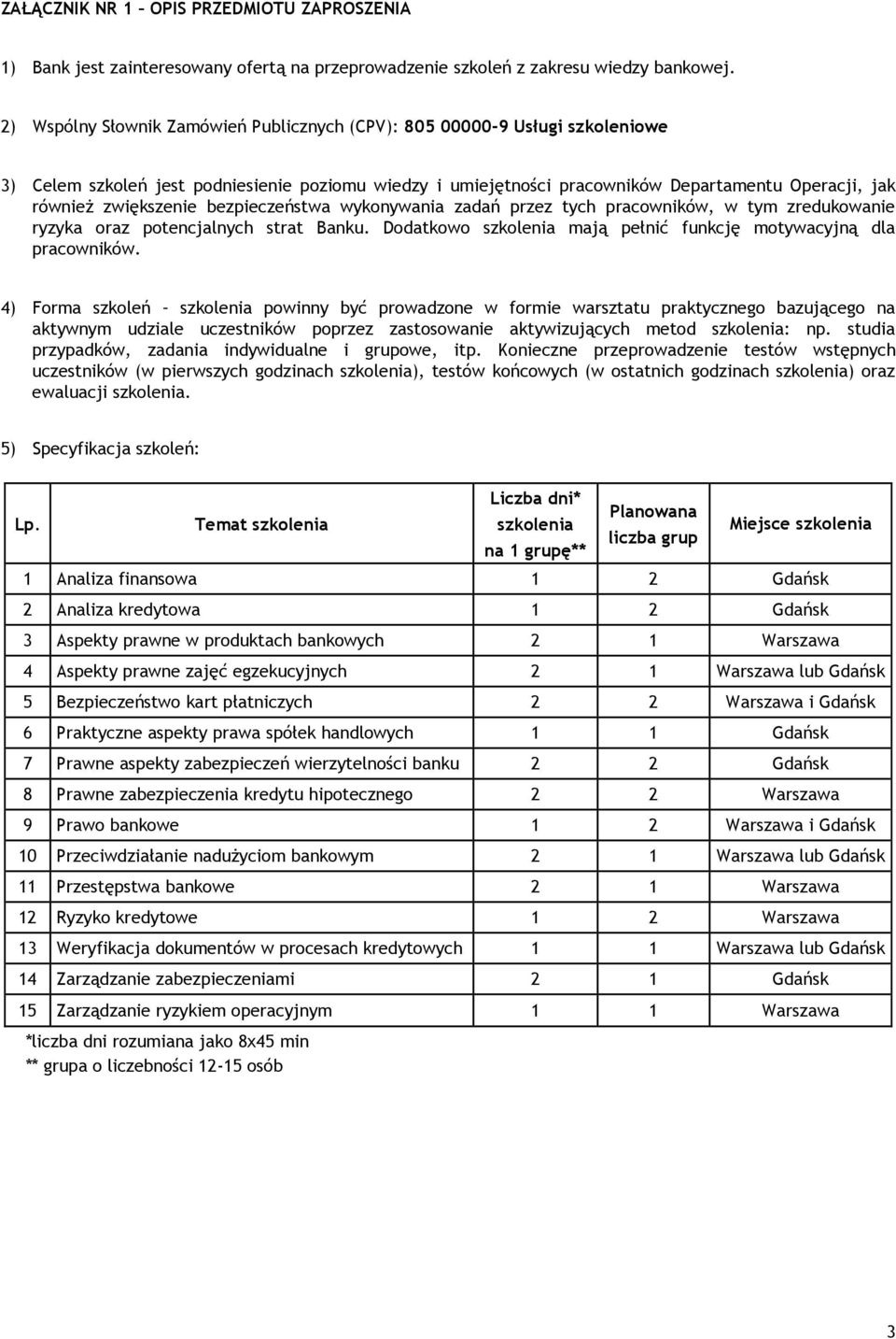 zwiększenie bezpieczeństwa wykonywania zadań przez tych pracowników, w tym zredukowanie ryzyka oraz potencjalnych strat Banku. Dodatkowo szkolenia mają pełnić funkcję motywacyjną dla pracowników.