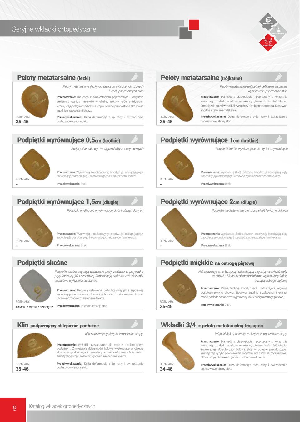 Peloty metatarsalne (trójkątne) Przeznaczenie: Dla osób z płaskostopiem poprzecznym.