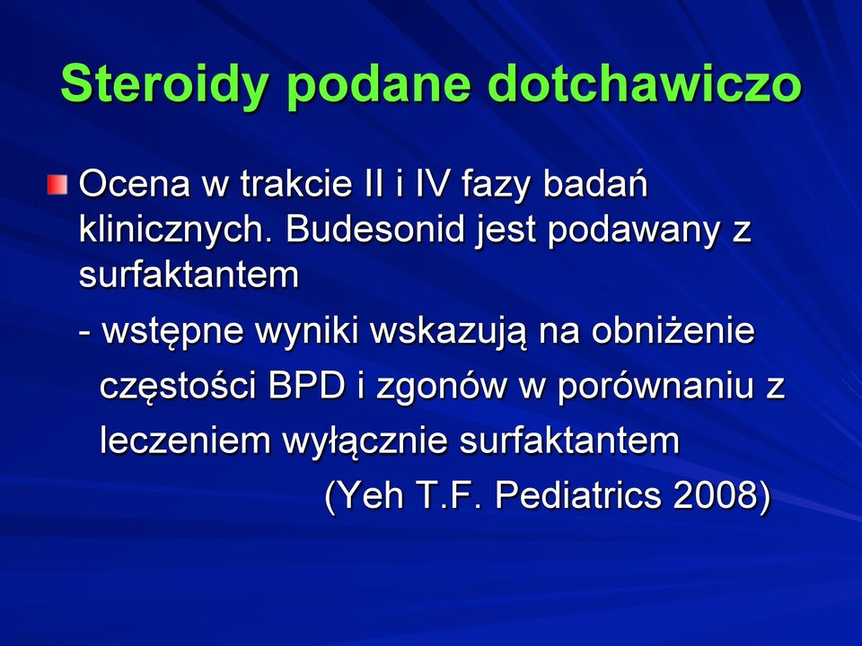 Budesonid jest podawany z surfaktantem - wstępne wyniki