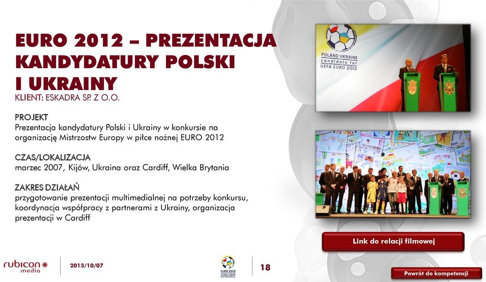 Kijów, Ukraina oraz Cardiff, Wielka Brytania przygotowanie prezentacji multimedialnej na potrzeby