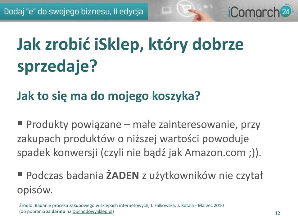 konwersji (czyli nie bądź jak Amazon.com ;)). Podczas badania ŻADEN z użytkowników nie czytał opisów.