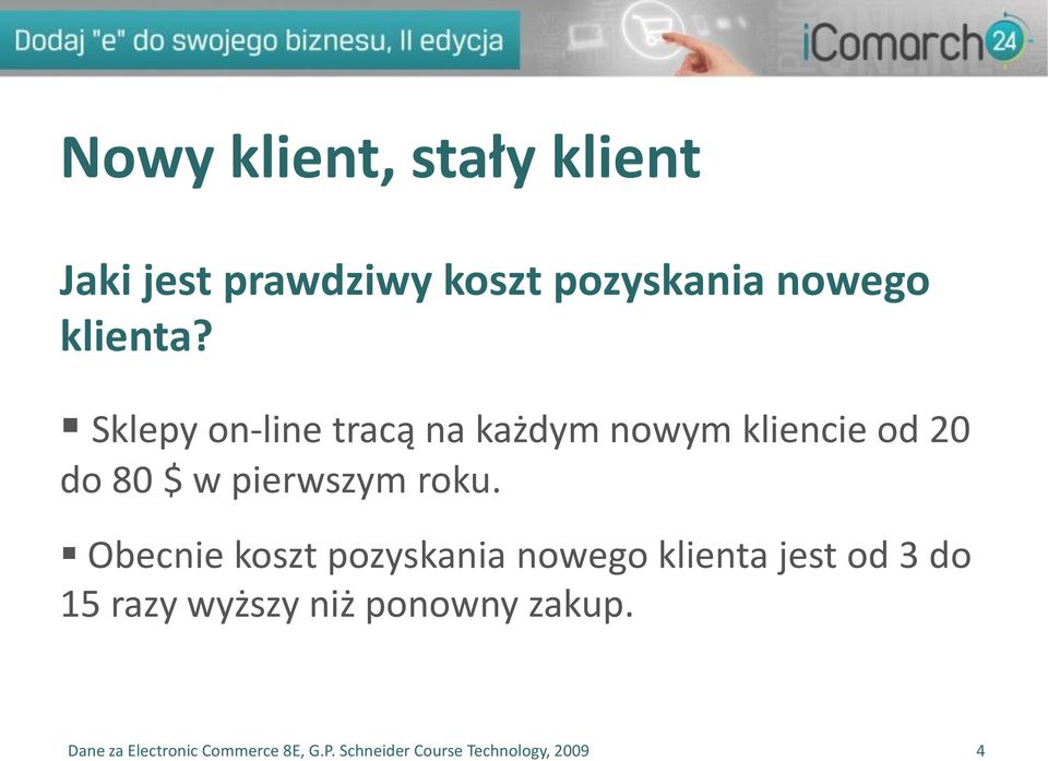 Obecnie koszt pozyskania nowego klienta jest od 3 do 15 razy wyższy niż