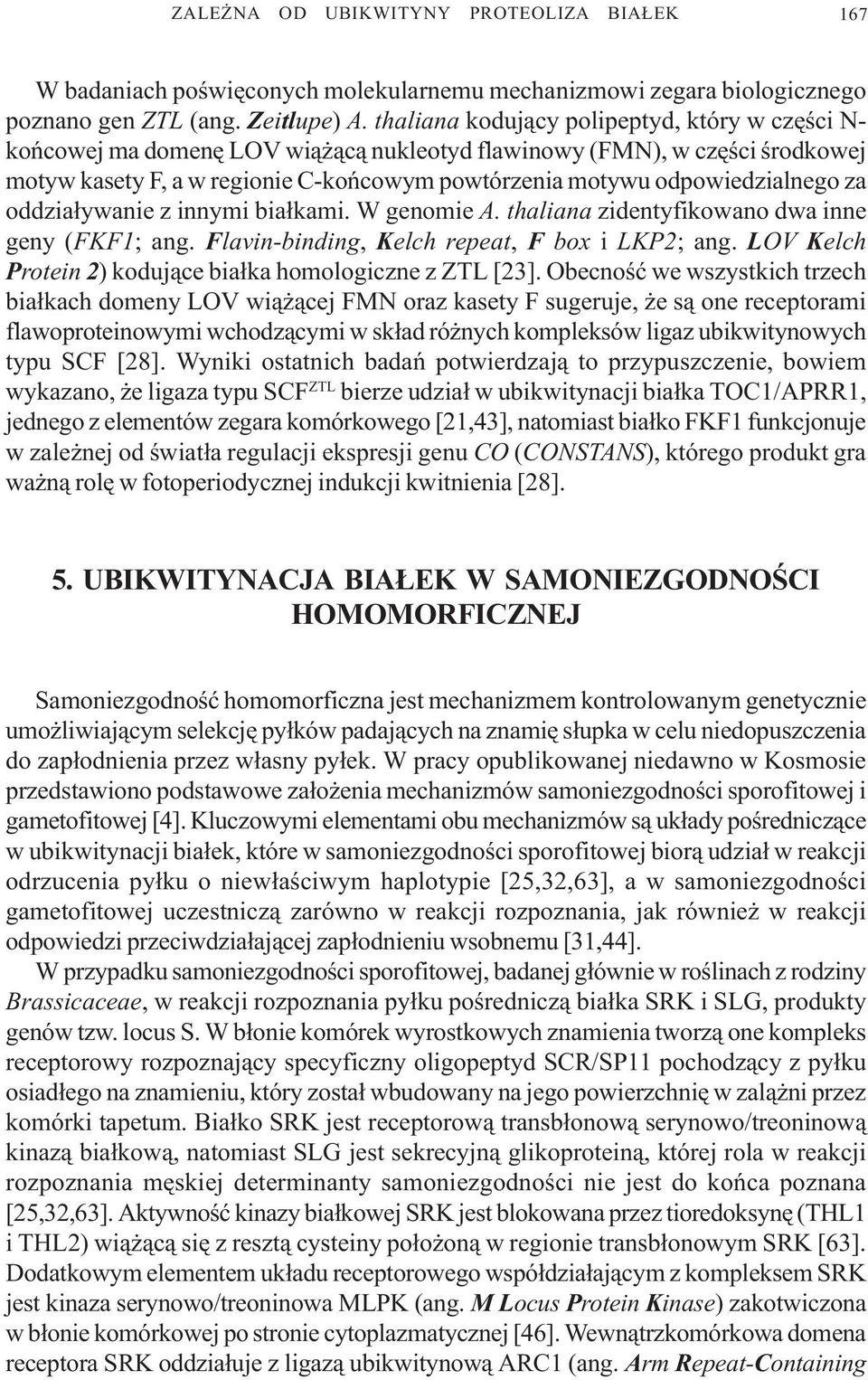 odpowiedzialnego za oddzia³ywanie z innymi bia³kami. W genomie A. thaliana zidentyfikowano dwa inne geny (FKF1; ang. Flavin-binding, Kelch repeat, F box i LKP2; ang.