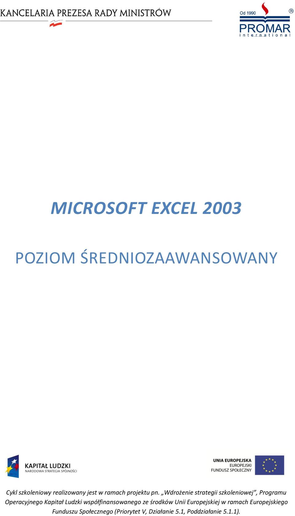 Wdrożenie strategii szkoleniowej, Programu Operacyjnego Kapitał Ludzki