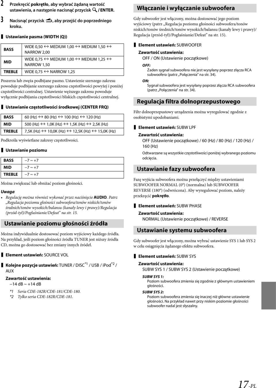 Ustawienie szerszego zakresu powoduje podbijanie szerszego zakresu częstotliwości powyżej i poniżej częstotliwości centralnej.