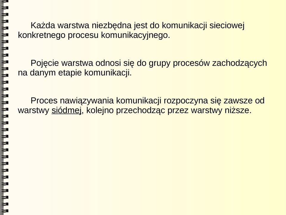 Pojęcie warstwa odnosi się do grupy procesów zachodzących na danym etapie