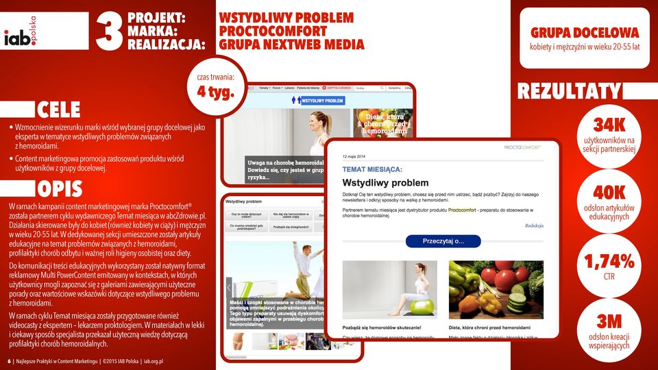 W ramach kampanii content marketingowej marka Proctocomfort została partnerem cyklu wydawniczego Temat miesiąca w abczdrowie.pl.