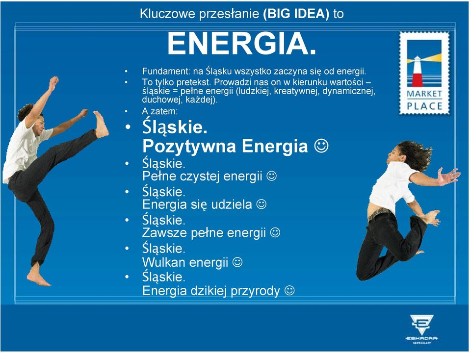 Prowadzi nas on w kierunku wartości śląskie = pełne energii (ludzkiej, kreatywnej, dynamicznej,