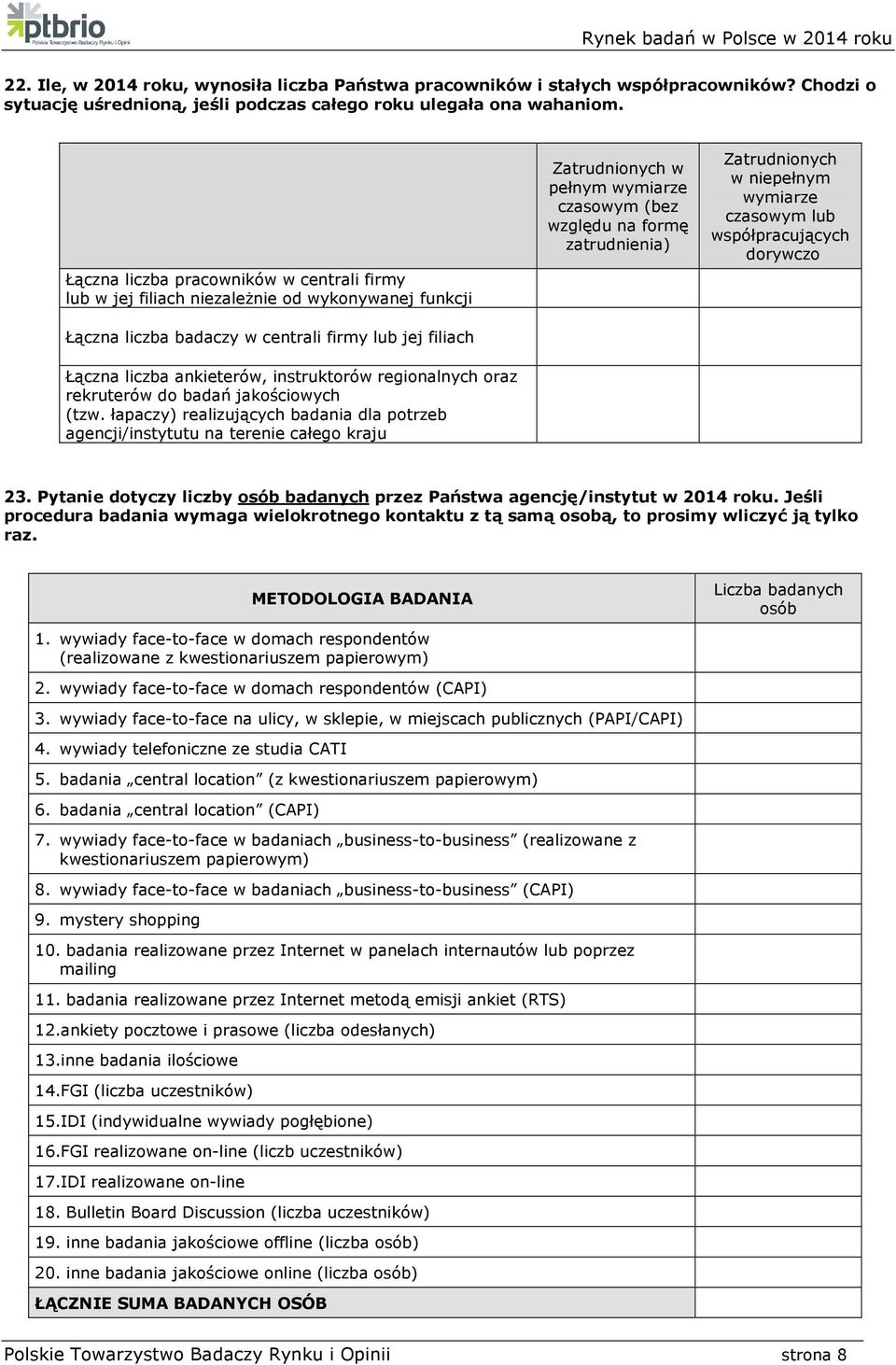 regionalnych oraz rekruterów do badań jakościowych (tzw.