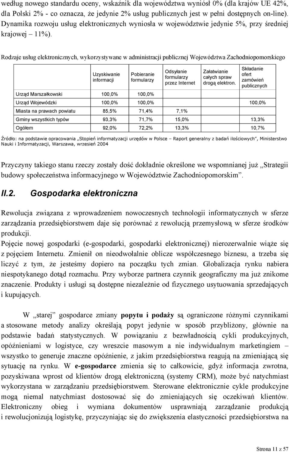 Rodzaje usług elektronicznych, wykorzystywane w administracji publicznej Województwa Zachodniopomorskiego Uzyskiwanie informacji Pobieranie formularzy Urząd Marszałkowski 100,0% 100,0% Odsyłanie