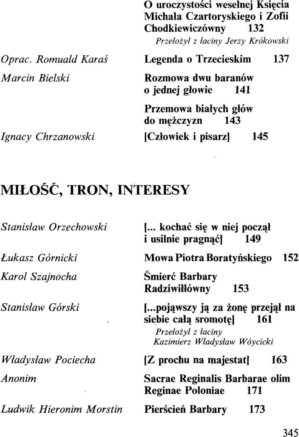 INTERESY Stanisław Orzechowski Łukasz Górnicki Karol Szajnocha Stanisław Górski Władysław Pociecha Anonim [.