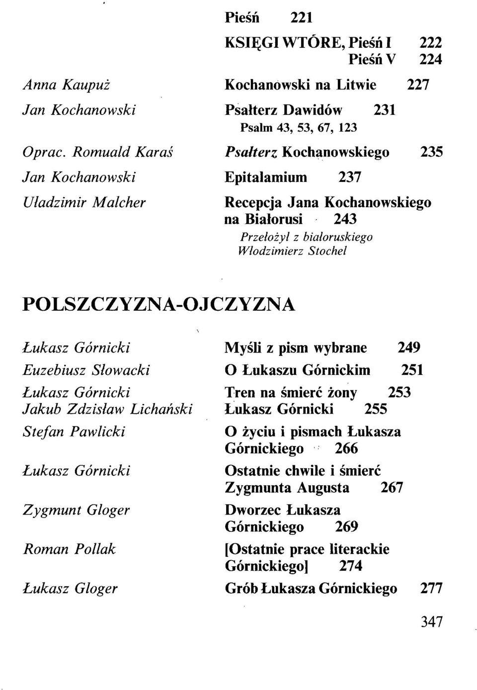 224 227 235 Recencia Jana Kochanowslrieeo na Białorusi 243 Przełożył z białoruskiego Włodzimierz Stocheł POLSZCZYZNA-OJCZYZNA Łukasz Górnicki Euzebiusz Słowacki Łukasz Górnicki Jakub Zdzisław