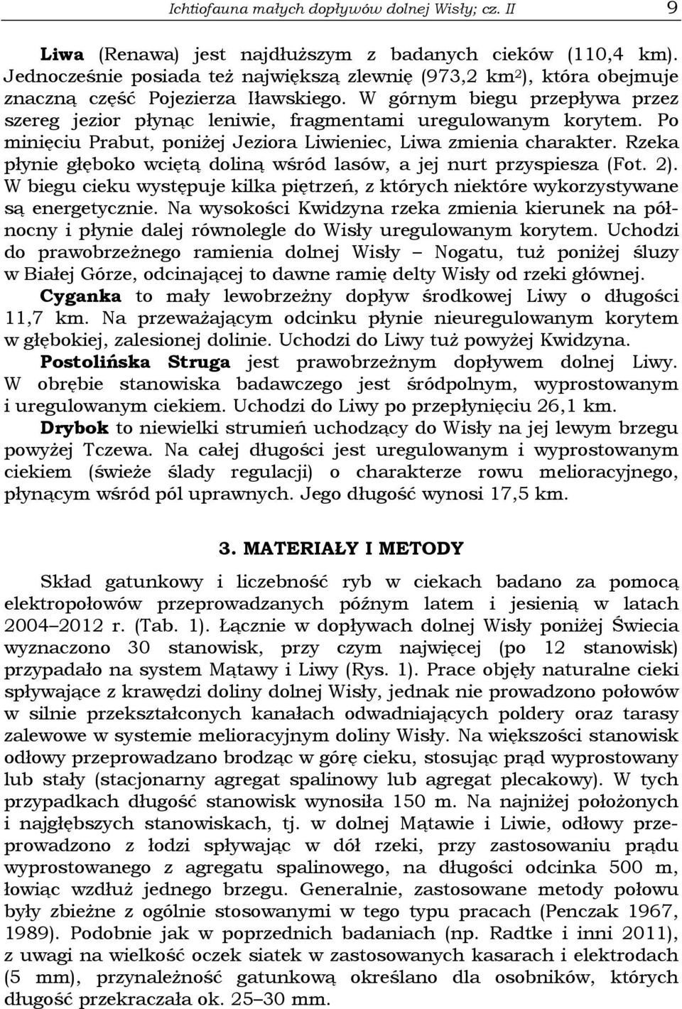 W górnym biegu przepływa przez szereg jezior płynąc leniwie, fragmentami uregulowanym korytem. Po minięciu Prabut, poniżej Jeziora Liwieniec, Liwa zmienia charakter.