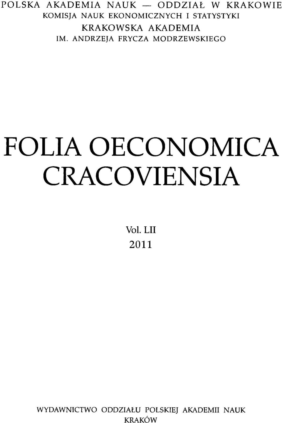 ANDRZEJA FRYCZA M O D RZEW SKIEG O FOLIA OECONOMICA