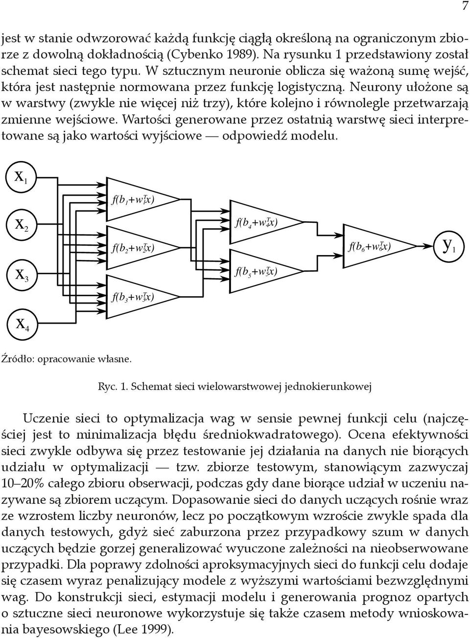 Waości eneowane zez osanią waswę sieci ineeowane są ako waości wyściowe odowiedź modelu. 7 Źódło: oacowanie własne. Ryc.